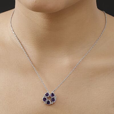 Karis African Amethyst 2.00 ctw Necklace in Platinum Bond and Stainless Steel 18 Inches