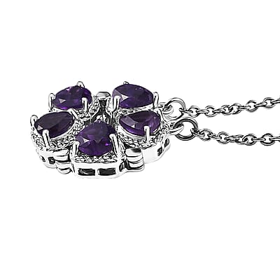 Karis African Amethyst 2.00 ctw Necklace in Platinum Bond and Stainless Steel 18 Inches