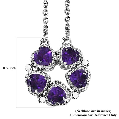 Karis African Amethyst 2.00 ctw Necklace in Platinum Bond and Stainless Steel 18 Inches