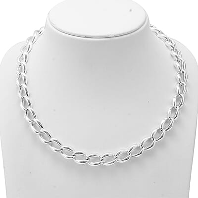 Wave Loop Link Necklace in Sterling Silver 20 Inches 43.45 Grams