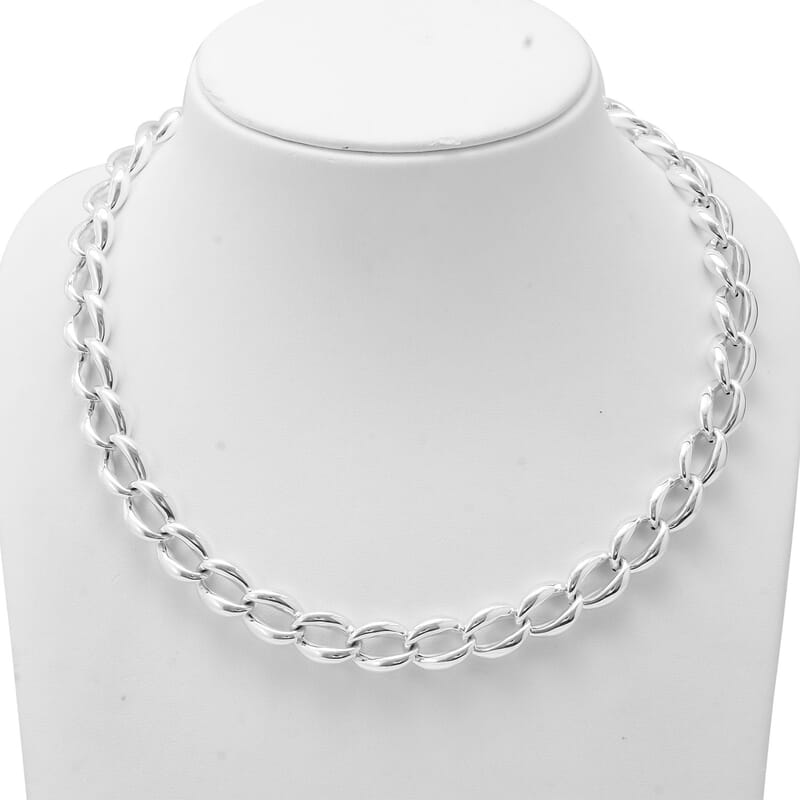 Wave Loop Link Necklace in Sterling Silver 20 Inches 43.45 Grams
