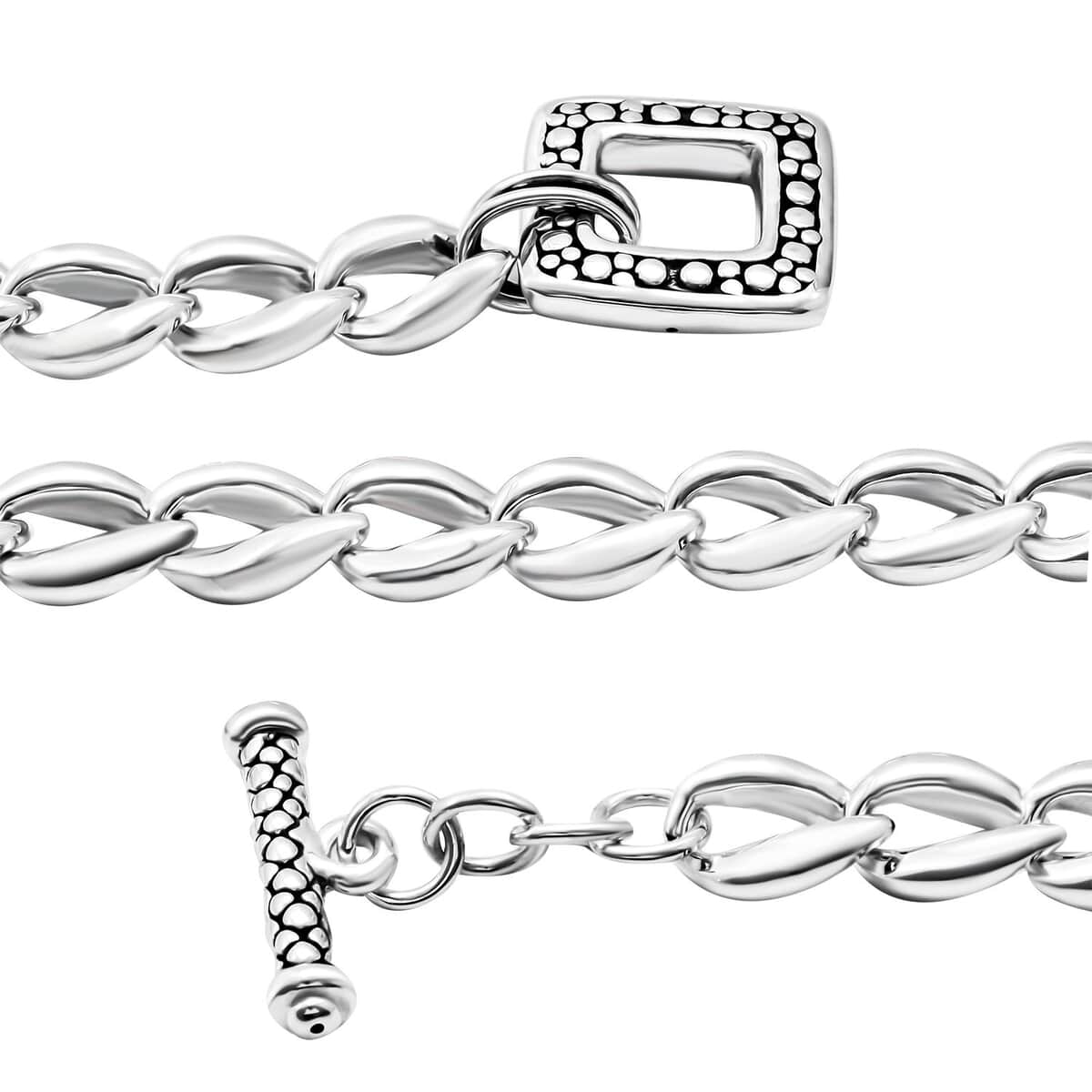 Wave Loop Link Necklace in Sterling Silver 20 Inches 43.45 Grams image number 2