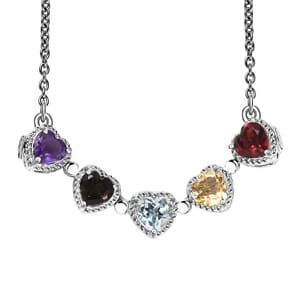 Karis Multi Gemstones 2.50 ctw Necklace in Platinum Bond and Stainless Steel 18 Inches