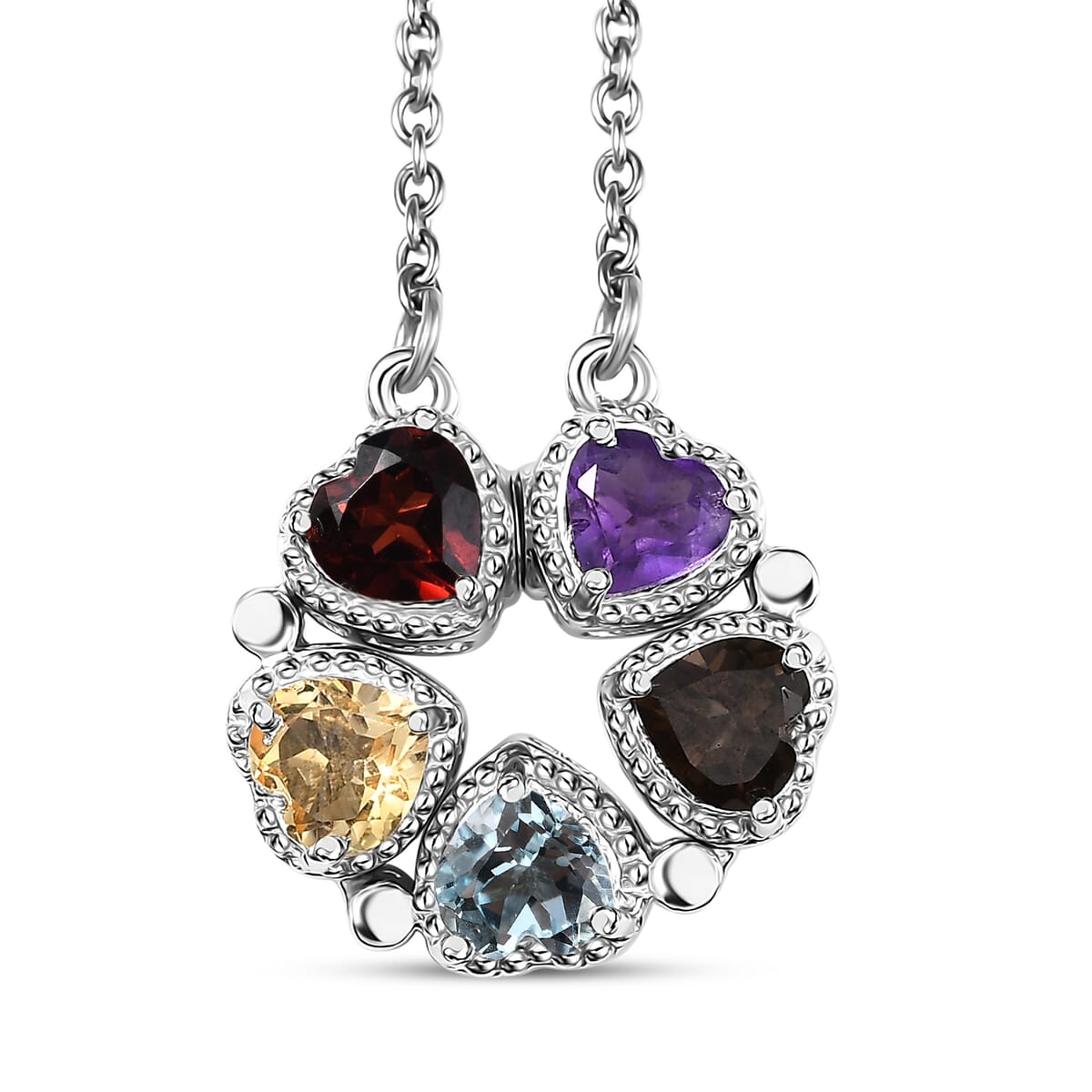 Karis Multi Gemstones 2.50 ctw Necklace in Platinum Bond and Stainless Steel 18 Inches image number 3