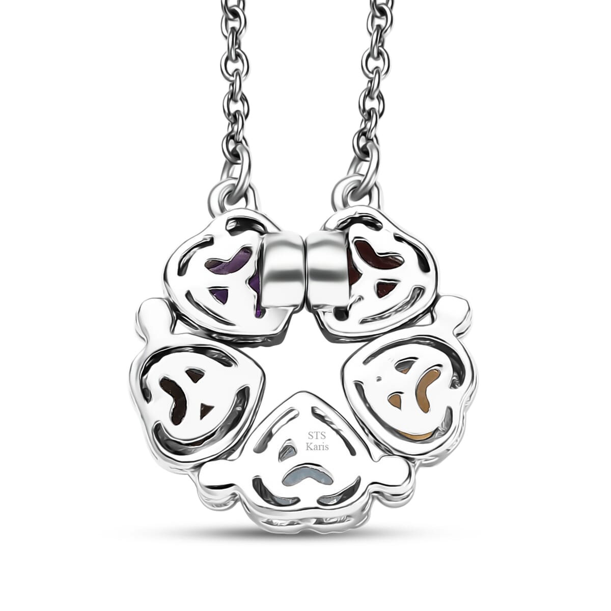 Karis Multi Gemstones 2.50 ctw Necklace in Platinum Bond and Stainless Steel 18 Inches image number 5