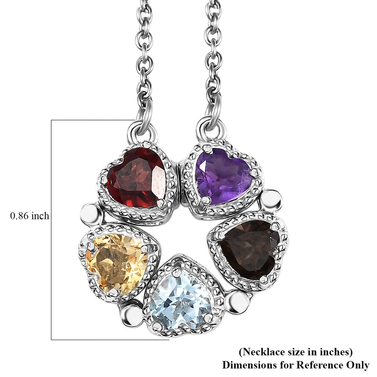 Karis Multi Gemstones 2.50 ctw Necklace in Platinum Bond and Stainless Steel 18 Inches image number 7