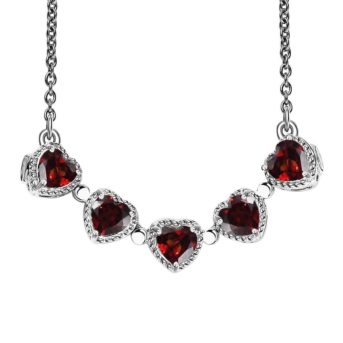 Karis Mozambique Garnet 3.20 ctw Necklace in Platinum Bond and Stainless Steel 18 Inches image number 0