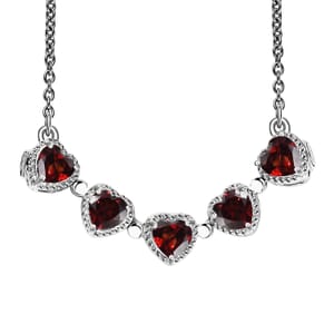 Karis Mozambique Garnet 3.20 ctw Necklace in Platinum Bond and Stainless Steel 18 Inches