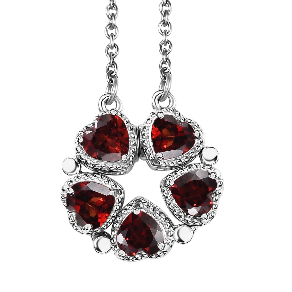 Karis Mozambique Garnet 3.20 ctw Necklace in Platinum Bond and Stainless Steel 18 Inches image number 3