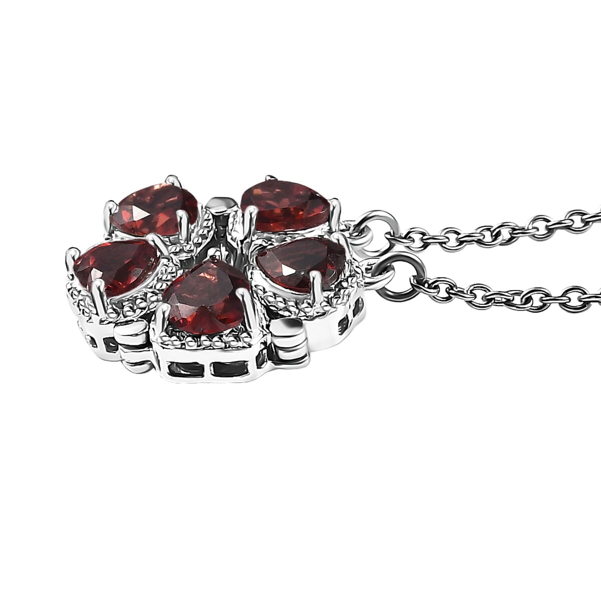 Karis Mozambique Garnet 3.20 ctw Necklace in Platinum Bond and Stainless Steel 18 Inches image number 4