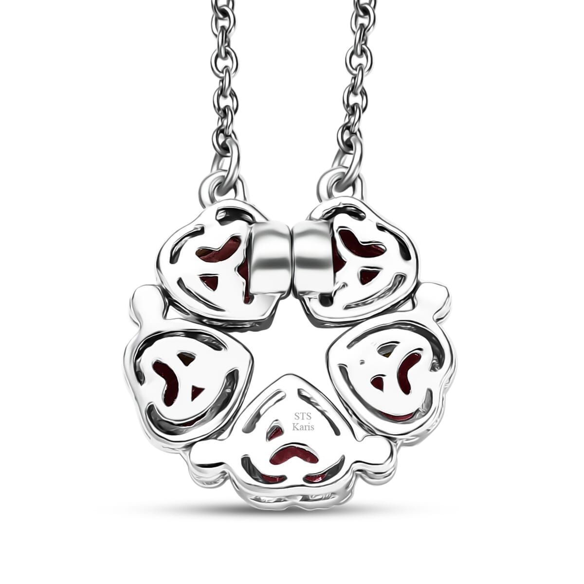 Karis Mozambique Garnet 3.20 ctw Necklace in Platinum Bond and Stainless Steel 18 Inches image number 5