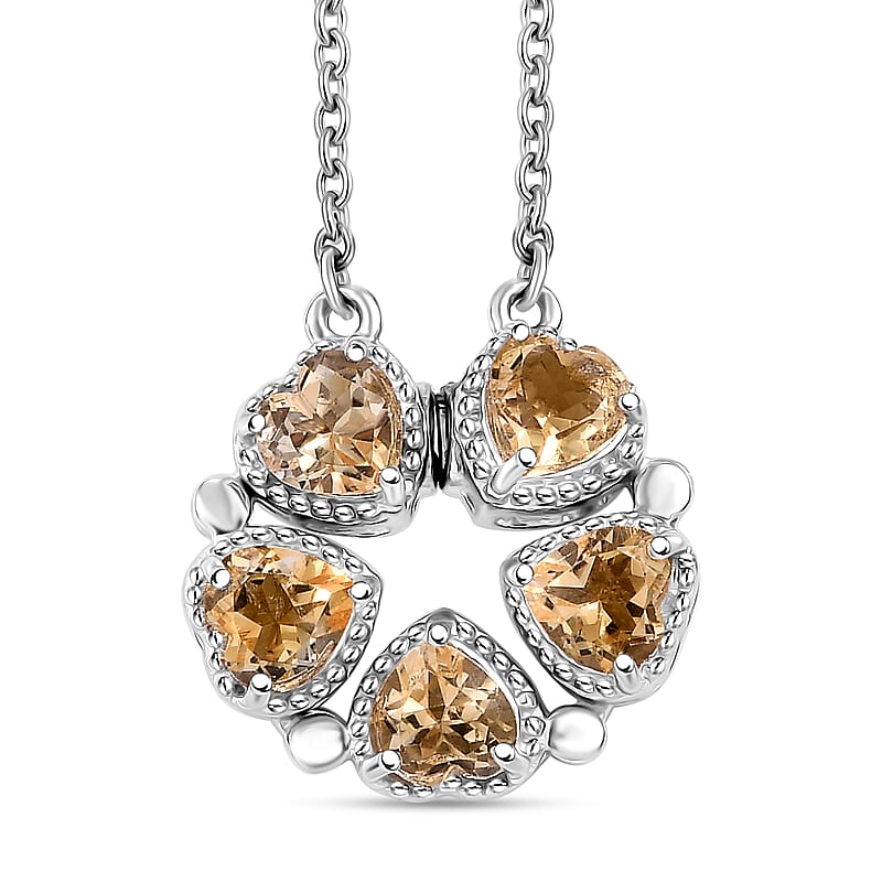 Karis Citrine Necklace (18 Inches) in Platinum Bond and Stainless Steel 2.10 ctw