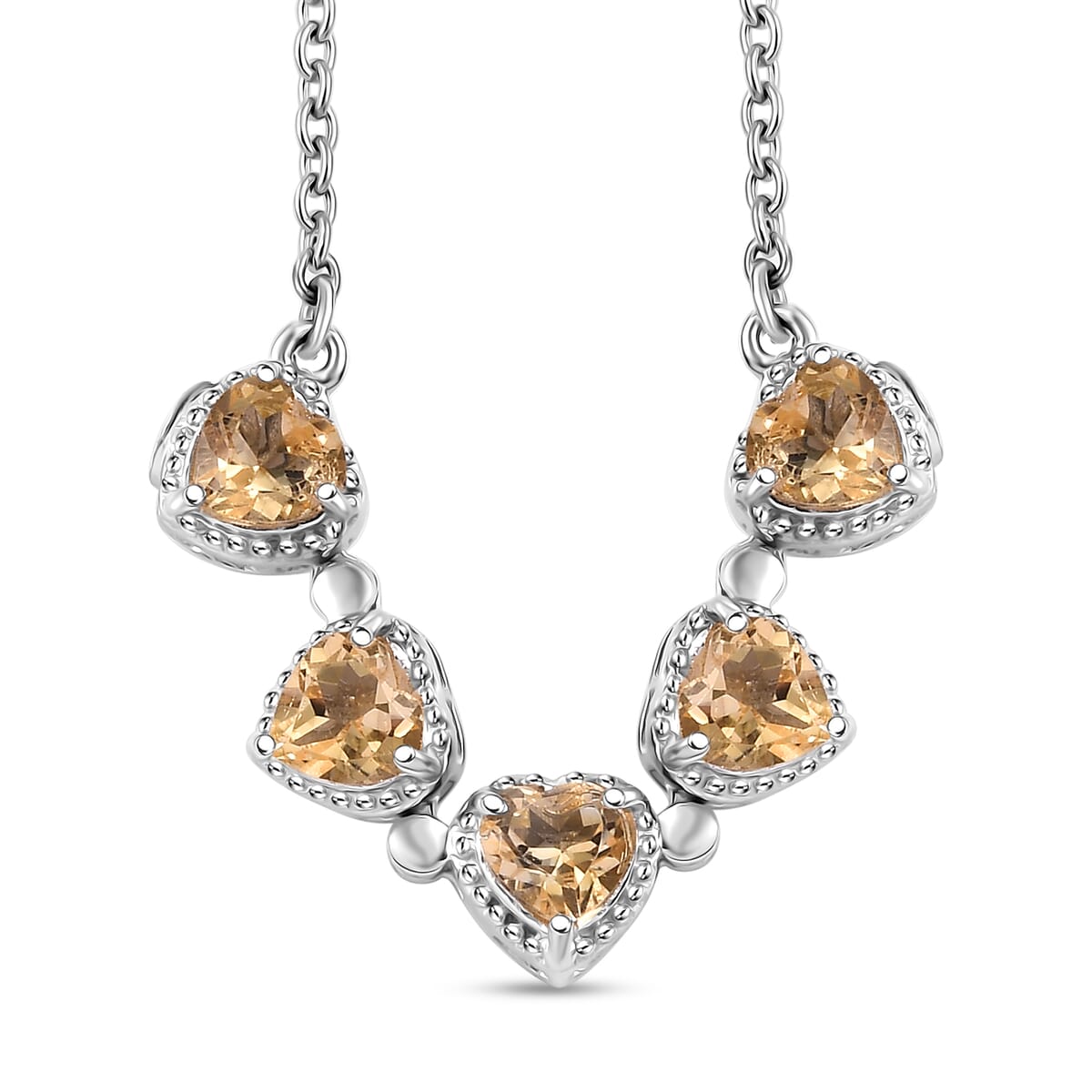 Karis Citrine Necklace (18 Inches) in Platinum Bond and Stainless Steel 2.10 ctw image number 3