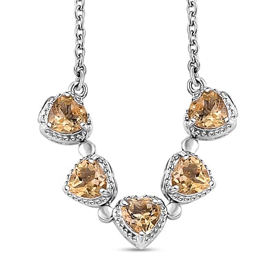 Karis Citrine Necklace (18 Inches) in Platinum Bond and Stainless Steel 2.10 ctw