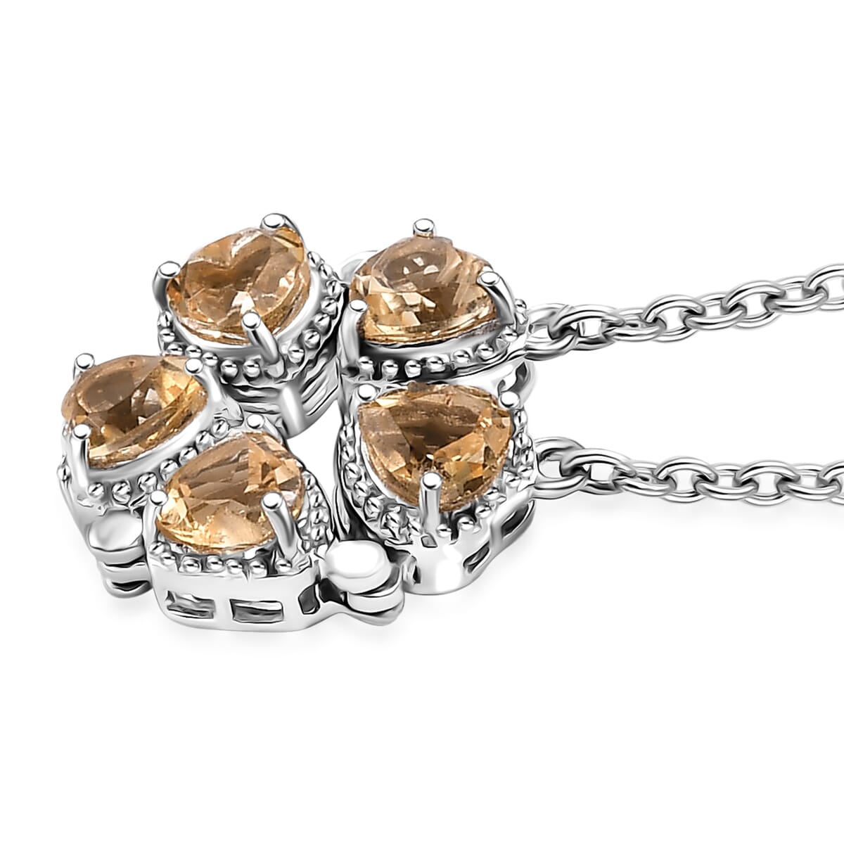 Karis Citrine Necklace (18 Inches) in Platinum Bond and Stainless Steel 2.10 ctw image number 4