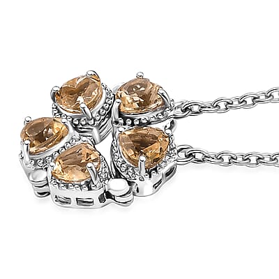 Karis Citrine Necklace (18 Inches) in Platinum Bond and Stainless Steel 2.10 ctw