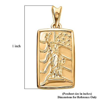 D'Joy Statue of Liberty Pendant without Chain in 18K Yellow Gold Over Sterling Silver 2.05 Grams