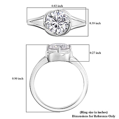D'Joy Simulated Diamond 2.25 ctw Solitaire Ring in Sterling Silver (Size 10.0)