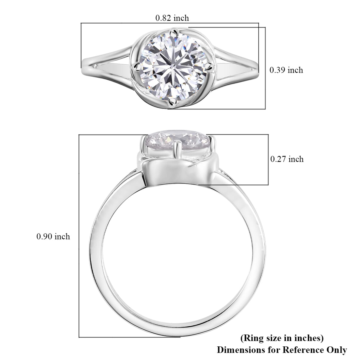 D'Joy Simulated Diamond 2.25 ctw Solitaire Ring in Sterling Silver (Size 5.0) image number 5