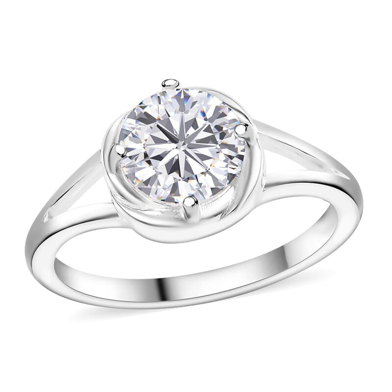 D'Joy Simulated Diamond 2.25 ctw Solitaire Ring in Sterling Silver (Size 9.0)