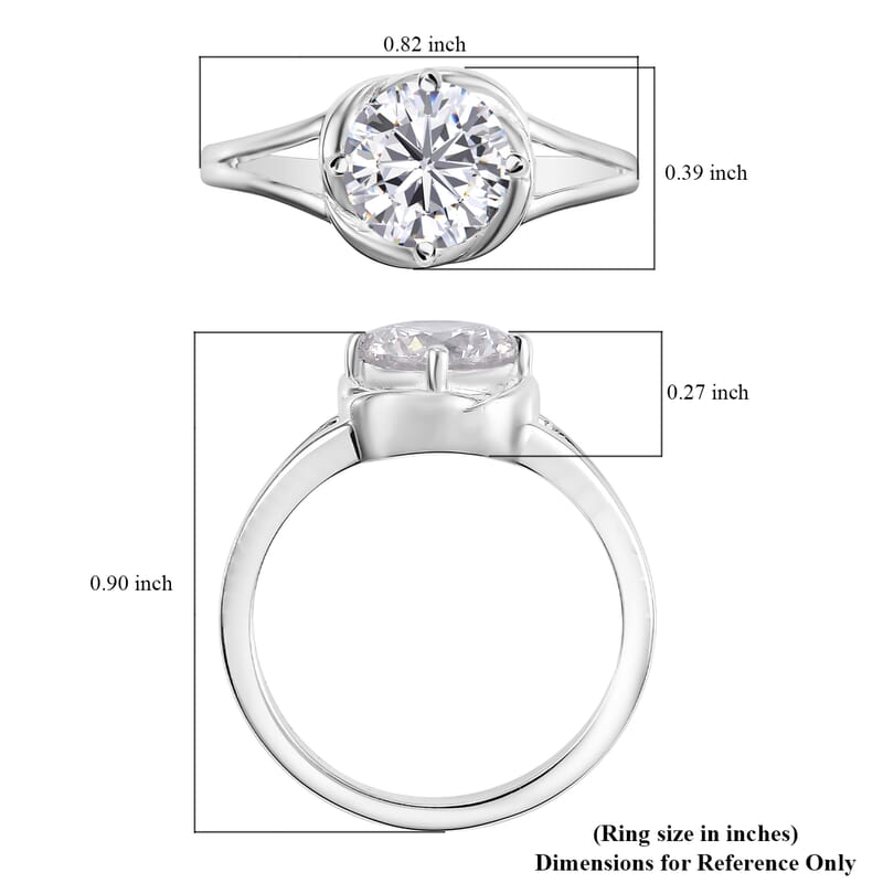 D'Joy Simulated Diamond 2.25 ctw Solitaire Ring in Sterling Silver (Size 9.0)