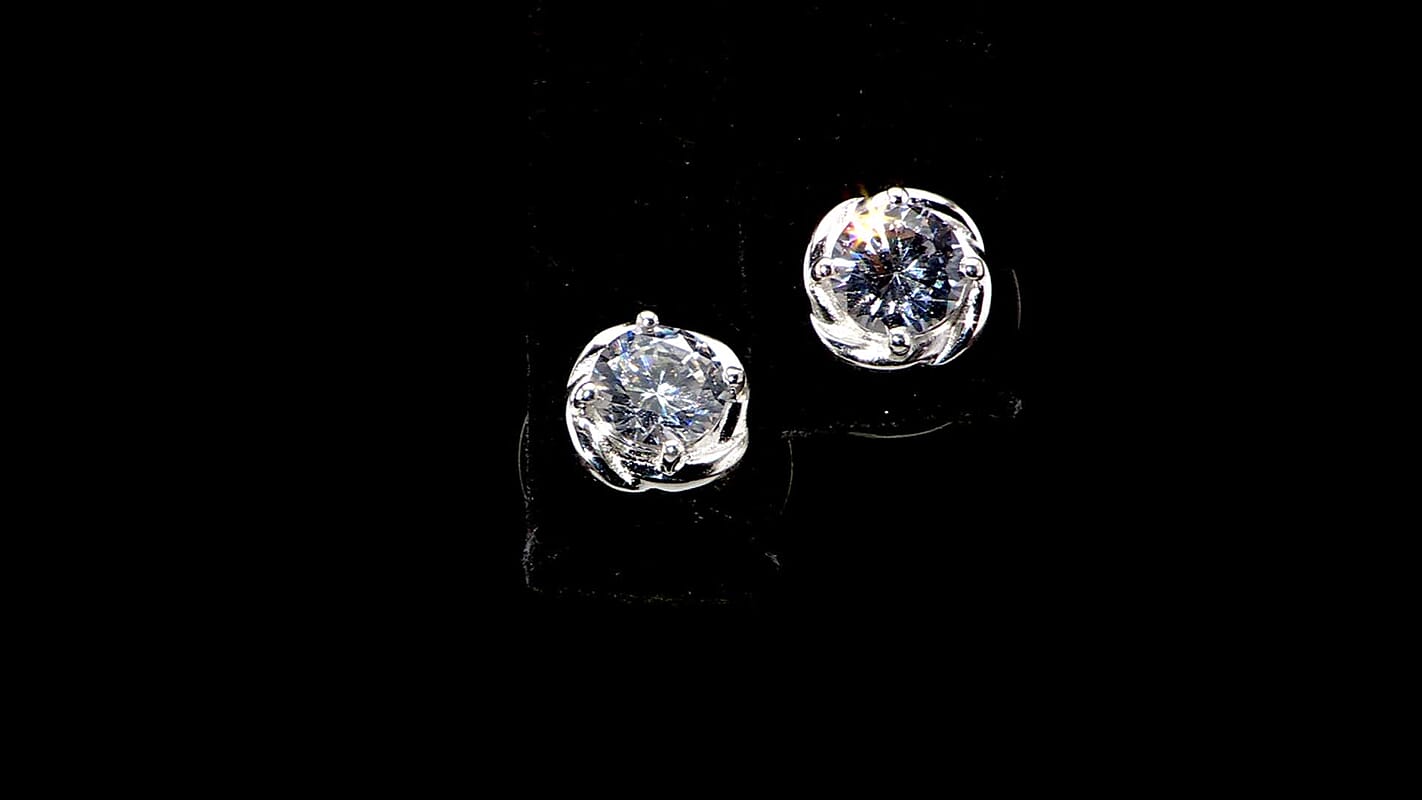D'Joy Simulated Diamond Solitaire Stud Earrings in Sterling Silver