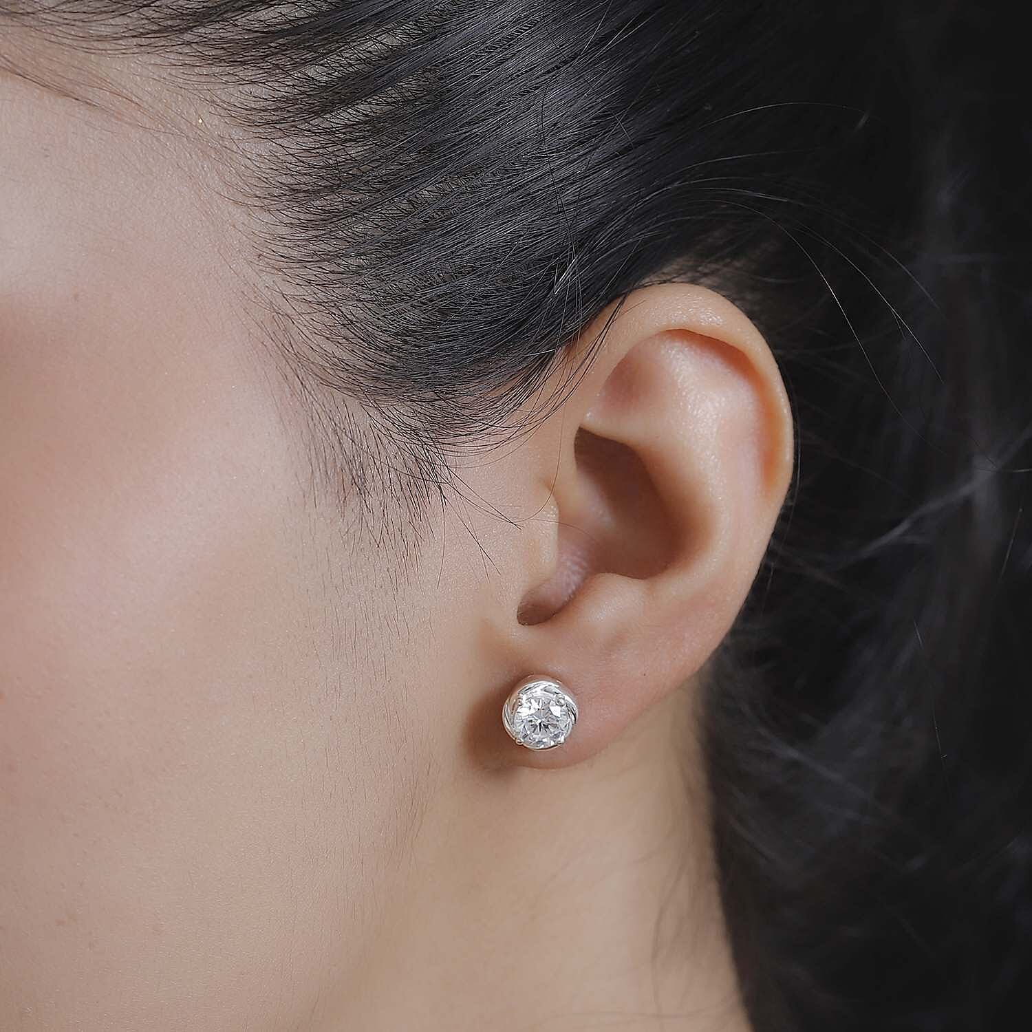 D'Joy Simulated Diamond Solitaire Stud Earrings in Sterling Silver