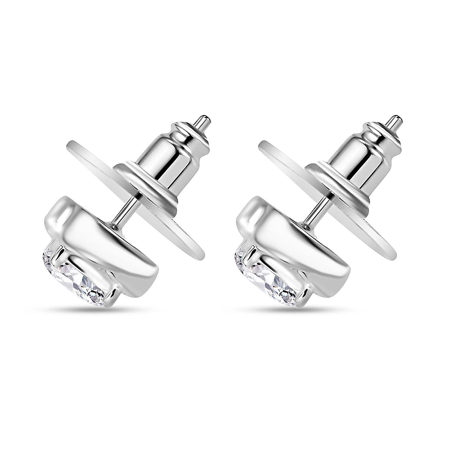 D'Joy Simulated Diamond Solitaire Stud Earrings in Sterling Silver
