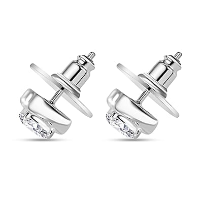 D'Joy Simulated Diamond Solitaire Stud Earrings in Sterling Silver