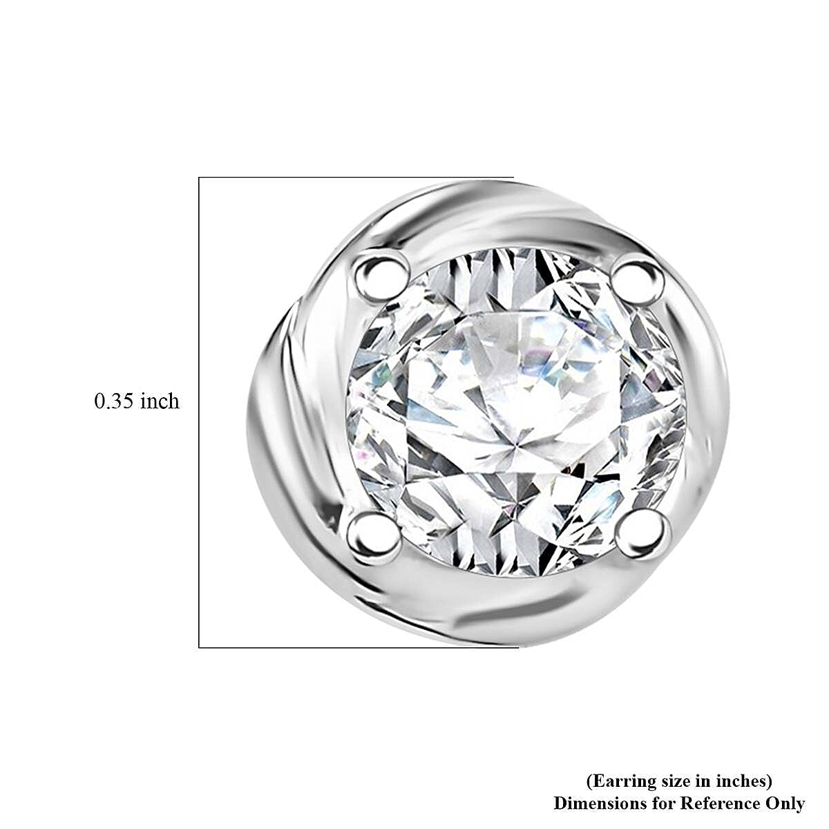 D'Joy Simulated Diamond Solitaire Stud Earrings in Sterling Silver