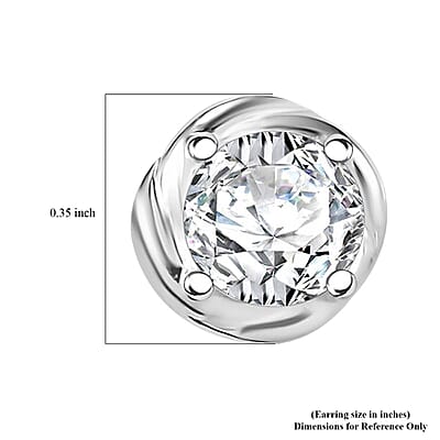 D'Joy Simulated Diamond Solitaire Stud Earrings in Sterling Silver