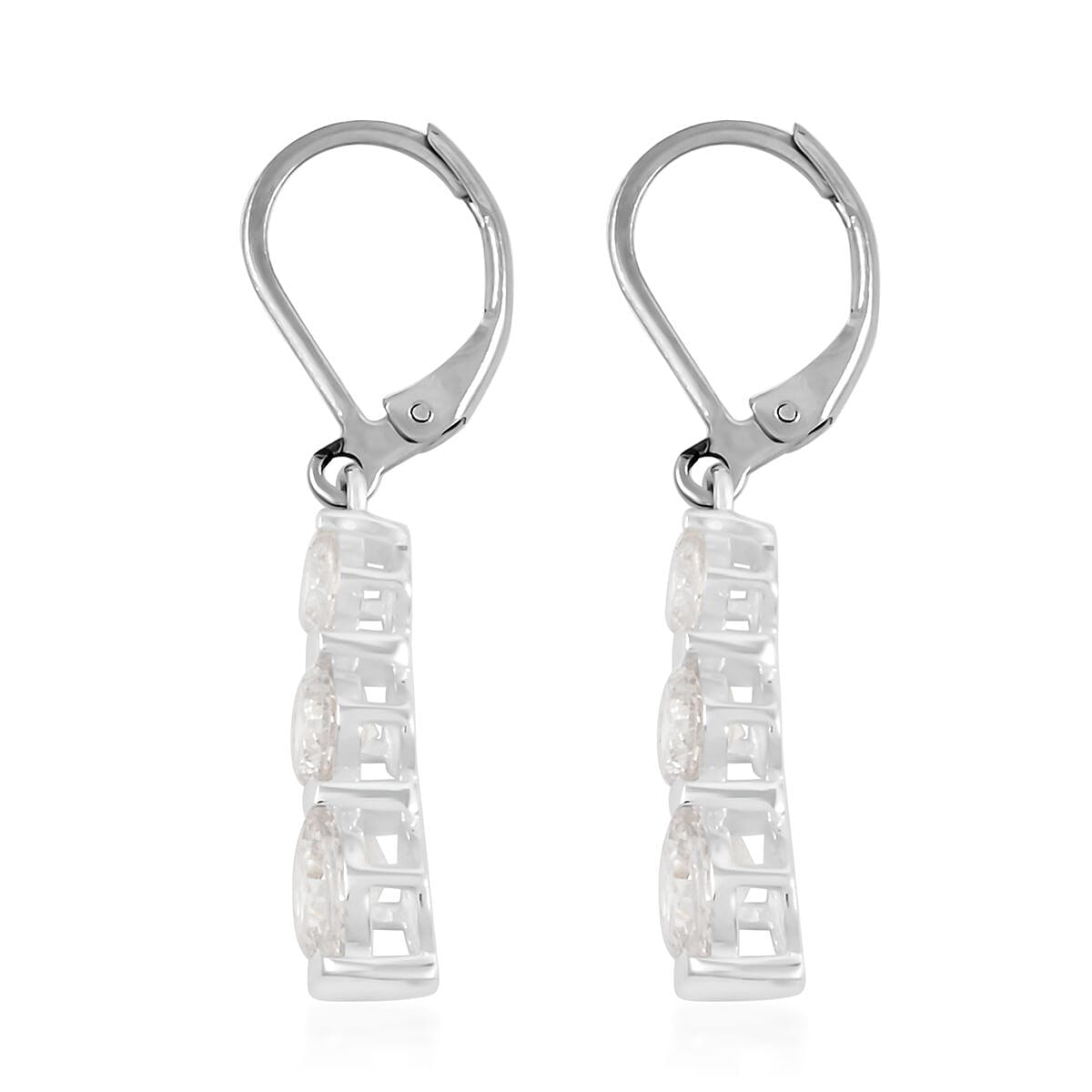 D'Joy Simulated Diamond 5.00 ctw Lever Back Earrings in Sterling Silver