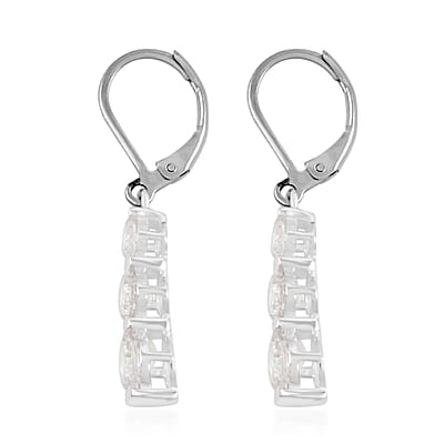 D'Joy Simulated Diamond 5.00 ctw Lever Back Earrings in Sterling Silver
