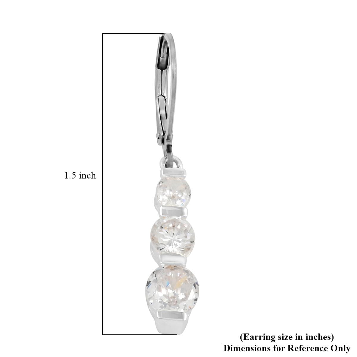D'Joy Simulated Diamond 5.00 ctw Lever Back Earrings in Sterling Silver