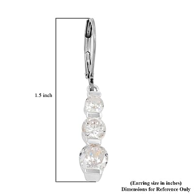 D'Joy Simulated Diamond 5.00 ctw Lever Back Earrings in Sterling Silver
