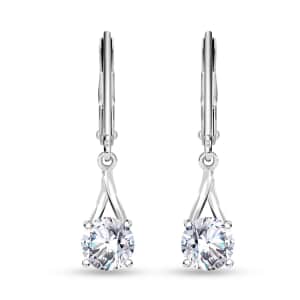 Simulated Diamond 2.75 ctw Solitaire Lever Back Earrings in Sterling Silver