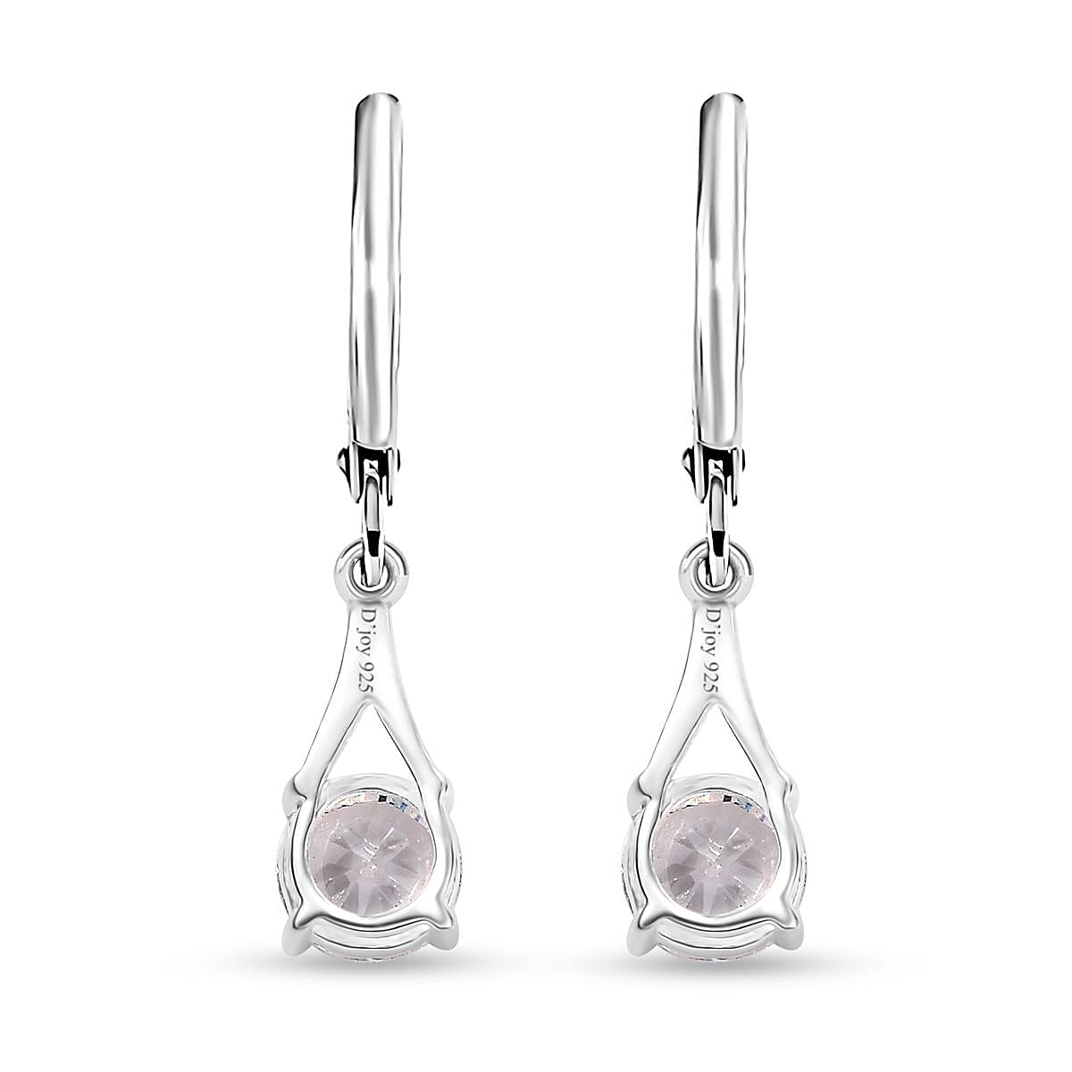 D'Joy Simulated Diamond 2.75 ctw Solitaire Lever Back Earrings in Sterling Silver