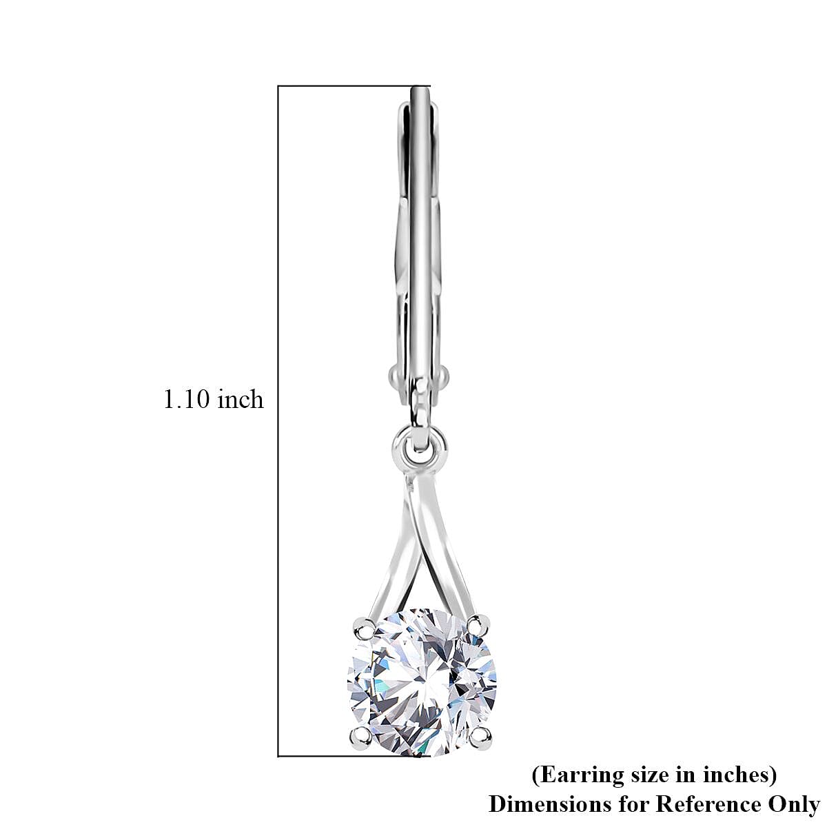 D'Joy Simulated Diamond 2.75 ctw Solitaire Lever Back Earrings in Sterling Silver