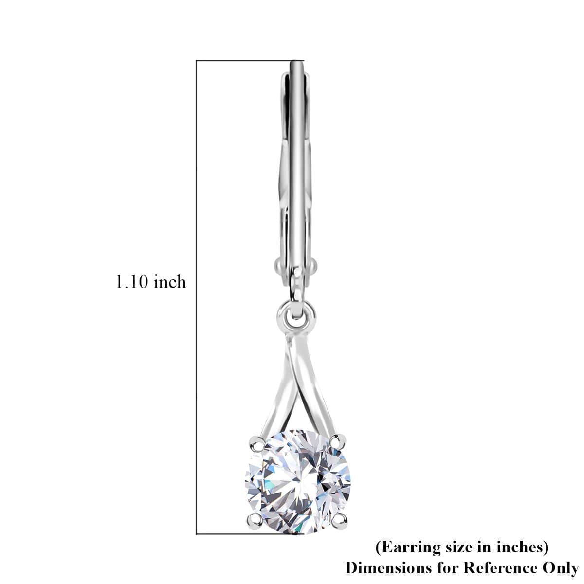 Simulated Diamond 2.75 ctw Solitaire Lever Back Earrings in Sterling Silver image number 4