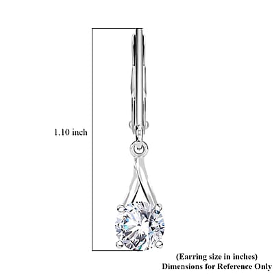 D'Joy Simulated Diamond 2.75 ctw Solitaire Lever Back Earrings in Sterling Silver