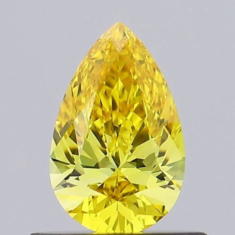 IGI Certified Luxuriant Lab Grown Yellow Diamond (VS2) (Pear) 4.00 ctw