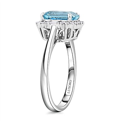 Certified & Appraised 14K White Gold AAA Santa Maria Aquamarine, Diamond (G-H, I2) (0.26 cts) Ring (Size 12.0) (4.20 g) 2.45 ctw