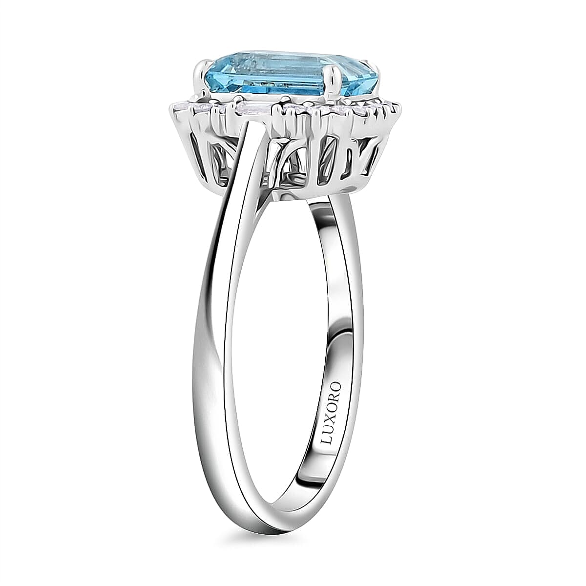 Certified & Appraised 14K White Gold AAA Santa Maria Aquamarine, Diamond (G-H, I2) (0.26 cts) Ring (Size 6.5) (4.20 g) 2.45 ctw image number 3