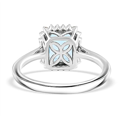 Certified & Appraised AAA Santa Maria Aquamarine and G-H I2 Diamond 2.45 ctw Ring in 14K White Gold (Size 7.0) 4.20 Grams