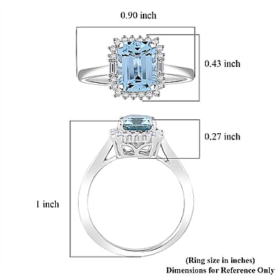 Certified & Appraised AAA Santa Maria Aquamarine and G-H I2 Diamond 2.45 ctw Ring in 14K White Gold (Size 7.0) 4.20 Grams