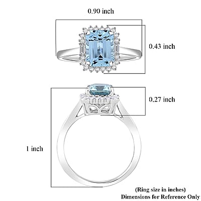 Certified & Appraised AAA Santa Maria Aquamarine and G-H I2 Diamond 2.45 ctw Ring in 14K White Gold (Size 8.0) 4.20 Grams