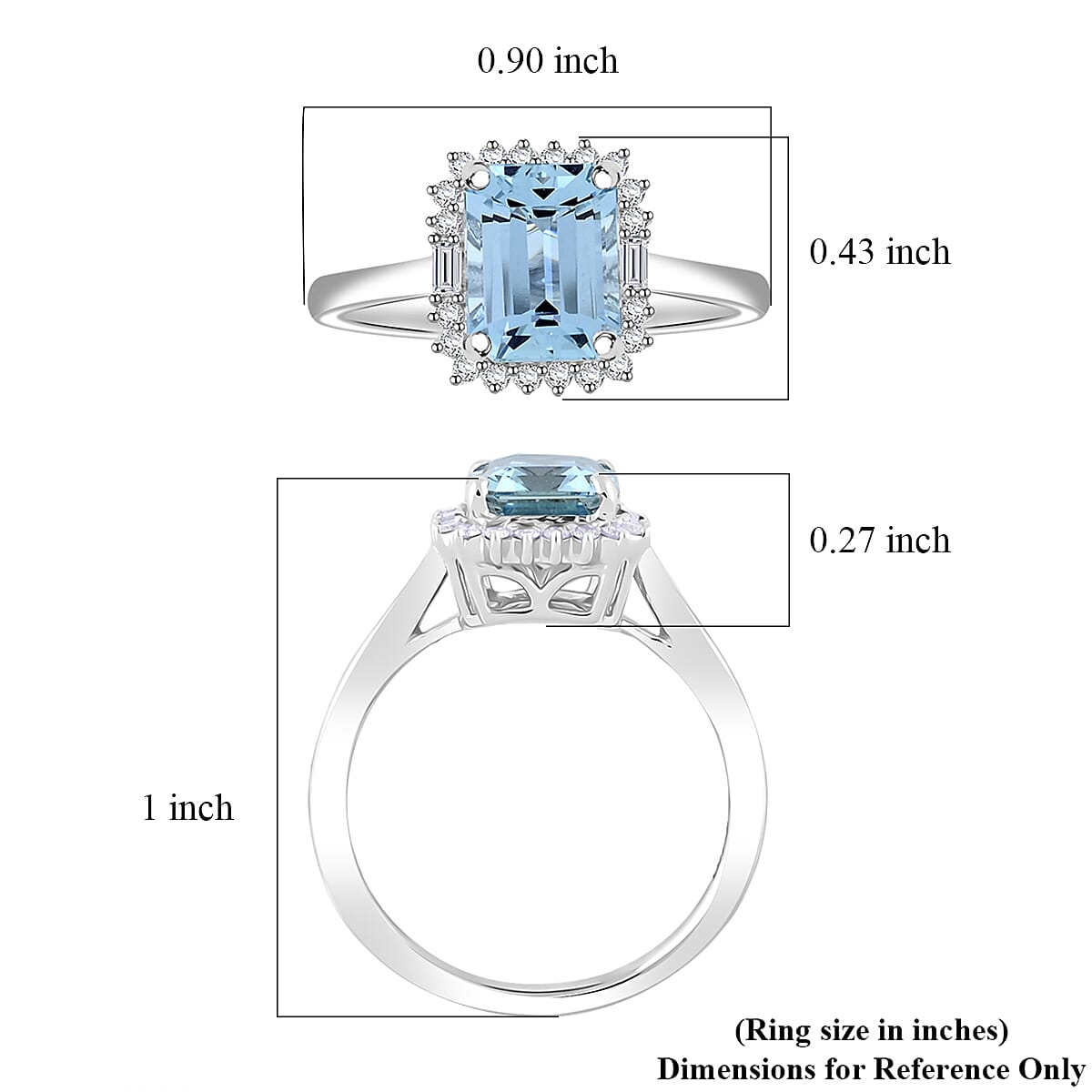 Certified & Appraised AAA Santa Maria Aquamarine and G-H I2 Diamond 2.45 ctw Ring in 14K White Gold (Size 9.0) 4.20 Grams image number 5