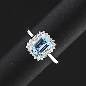 Certified & Appraised 14K White Gold AAA Santa Maria Aquamarine, Diamond (G-H, I2) (0.26 cts) Ring (Size 9.5) (4.20 g) 2.45 ctw