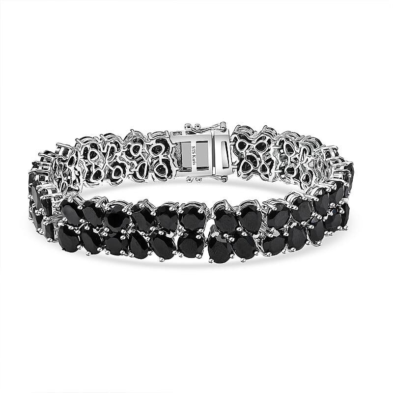 EverTrue Thai Black Spinel 61.20 ctw Fancy Bracelet in Platinum Bond (7.25 In)