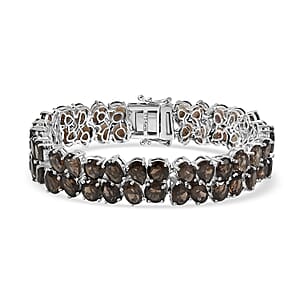 EverTrue Brazilian Smoky Quartz 44.50 ctw Bracelet Platinum Bond (7.25 In)